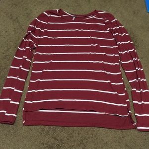 Poof Small Long sleeve maroon striped shirt EUC